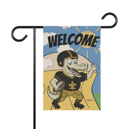 Garden Flag, New Orleans Football Alligator Superdome Welcome Banner, Outdoor Yard Decor, House Flag, Football Fan Gift, Sport Team Garden