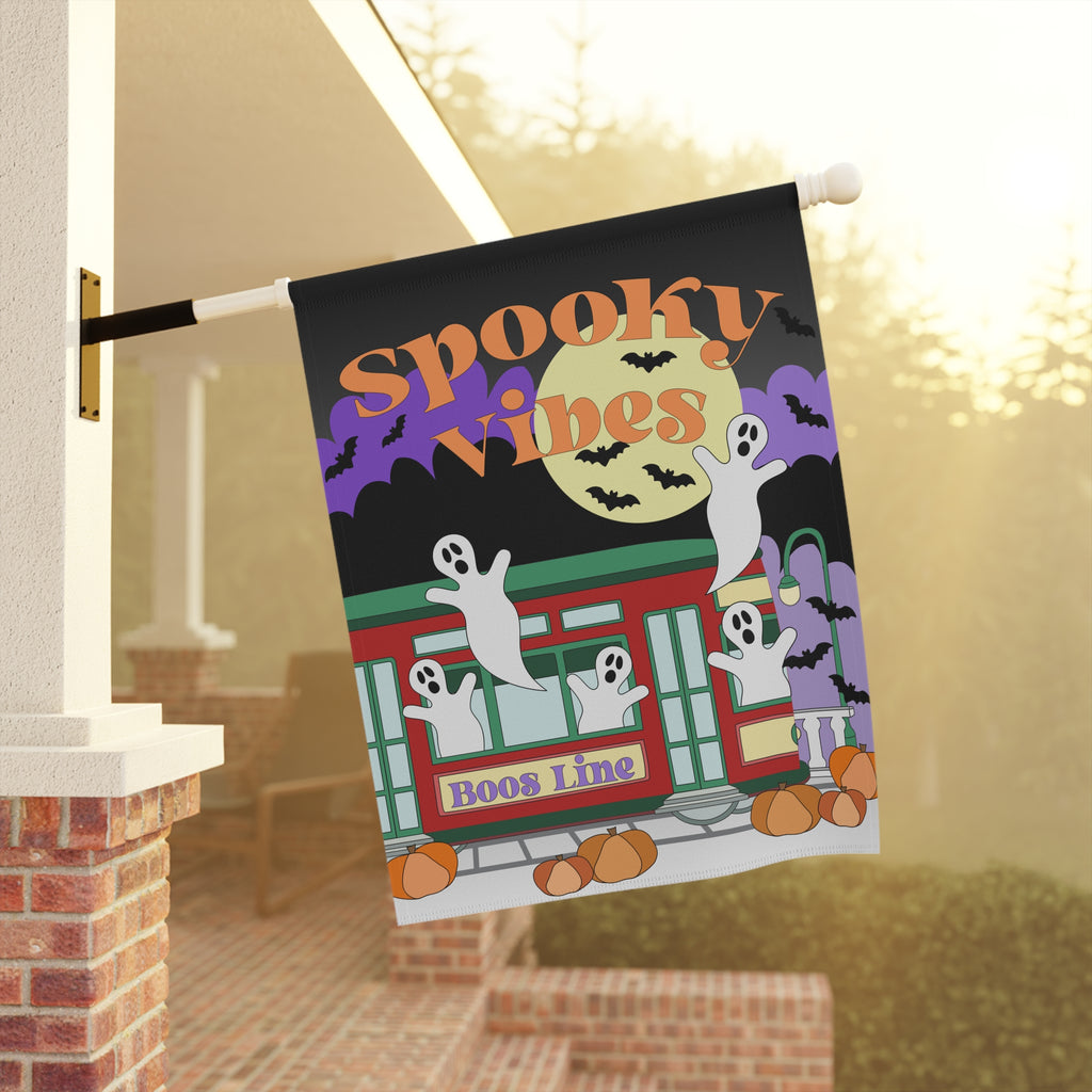 Spooky Vibes Streetcar – Garden & House Banner (New Orleans Halloween)