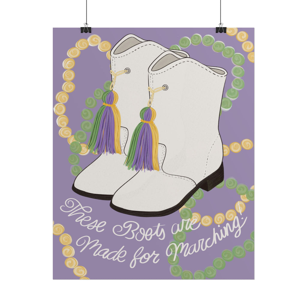 Mardi Gras Parade Boots rolled poster | These Boots Are Made for Marching poster