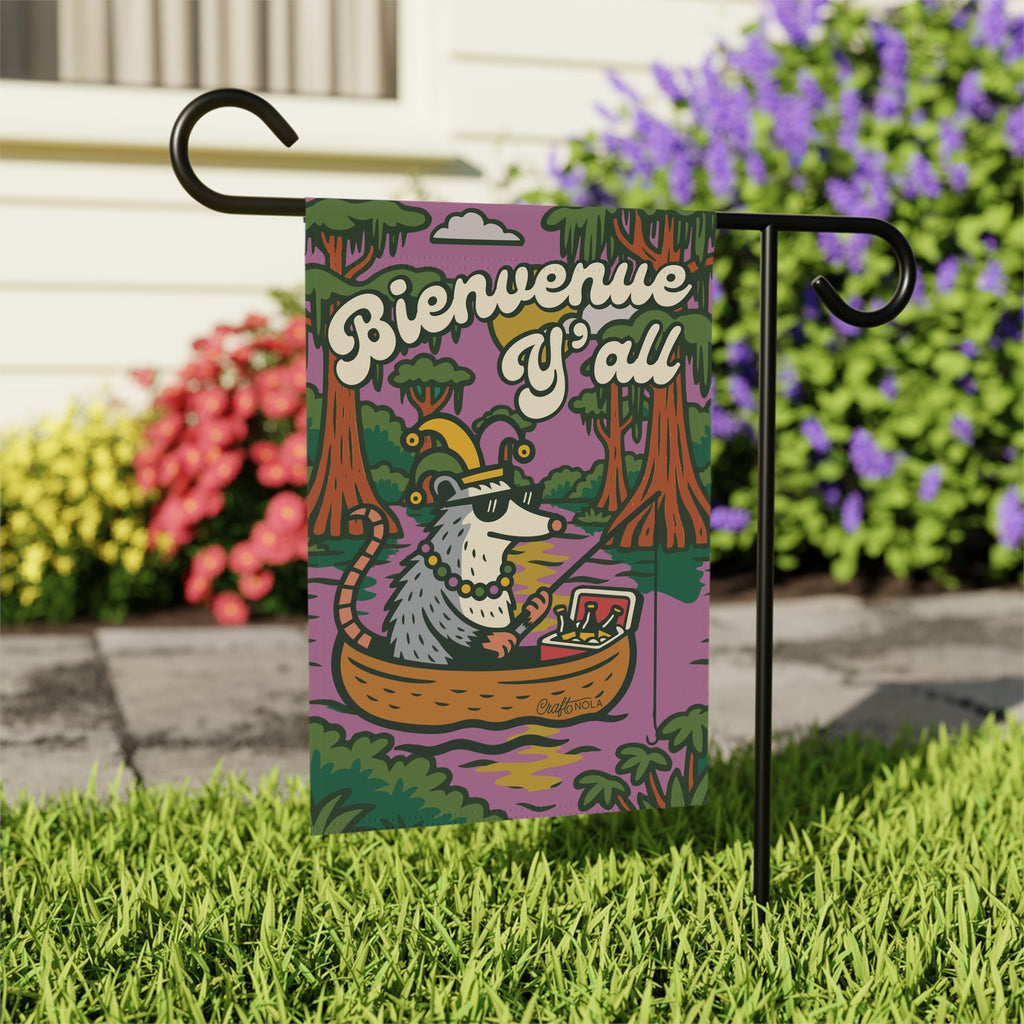 Cajun Possum Garden Banner, Festive Outdoor Decor, Bienvenue, Summer Home Decoration, possum Design, Bayou Krewe Collection