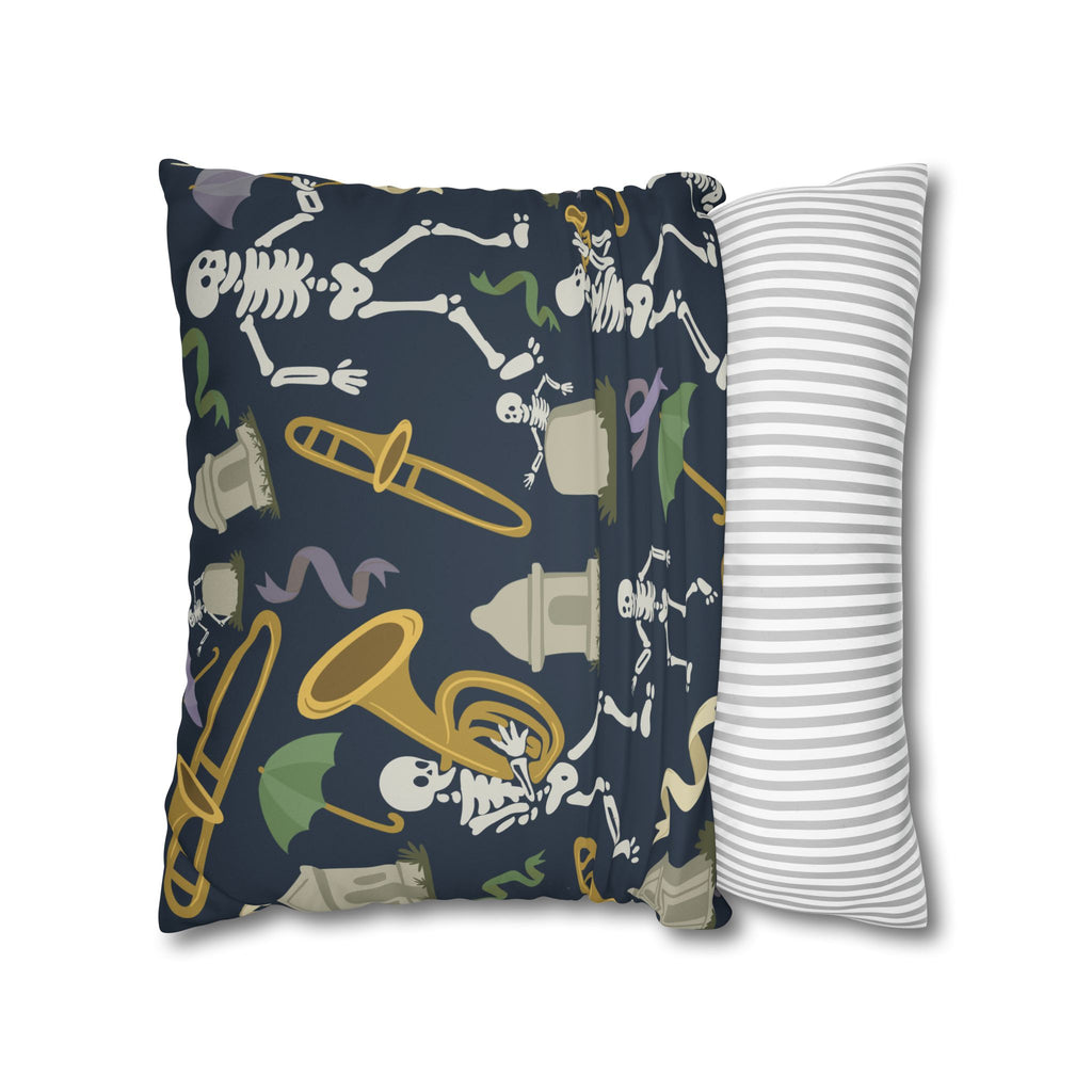 Spooky Skeleton Jazz Pillowcase, Halloween Decor, Decorative Cushion Cover, Fun Home Accessories, Seasonal Throw Pillow