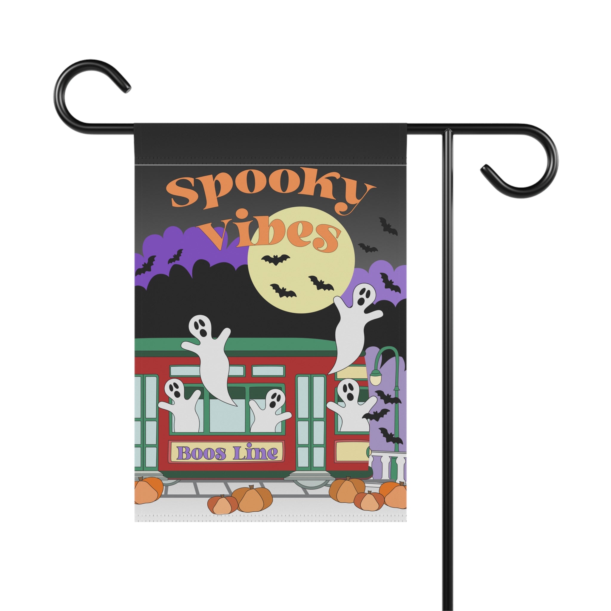 Spooky Vibes Streetcar – Garden & House Banner (New Orleans Halloween)