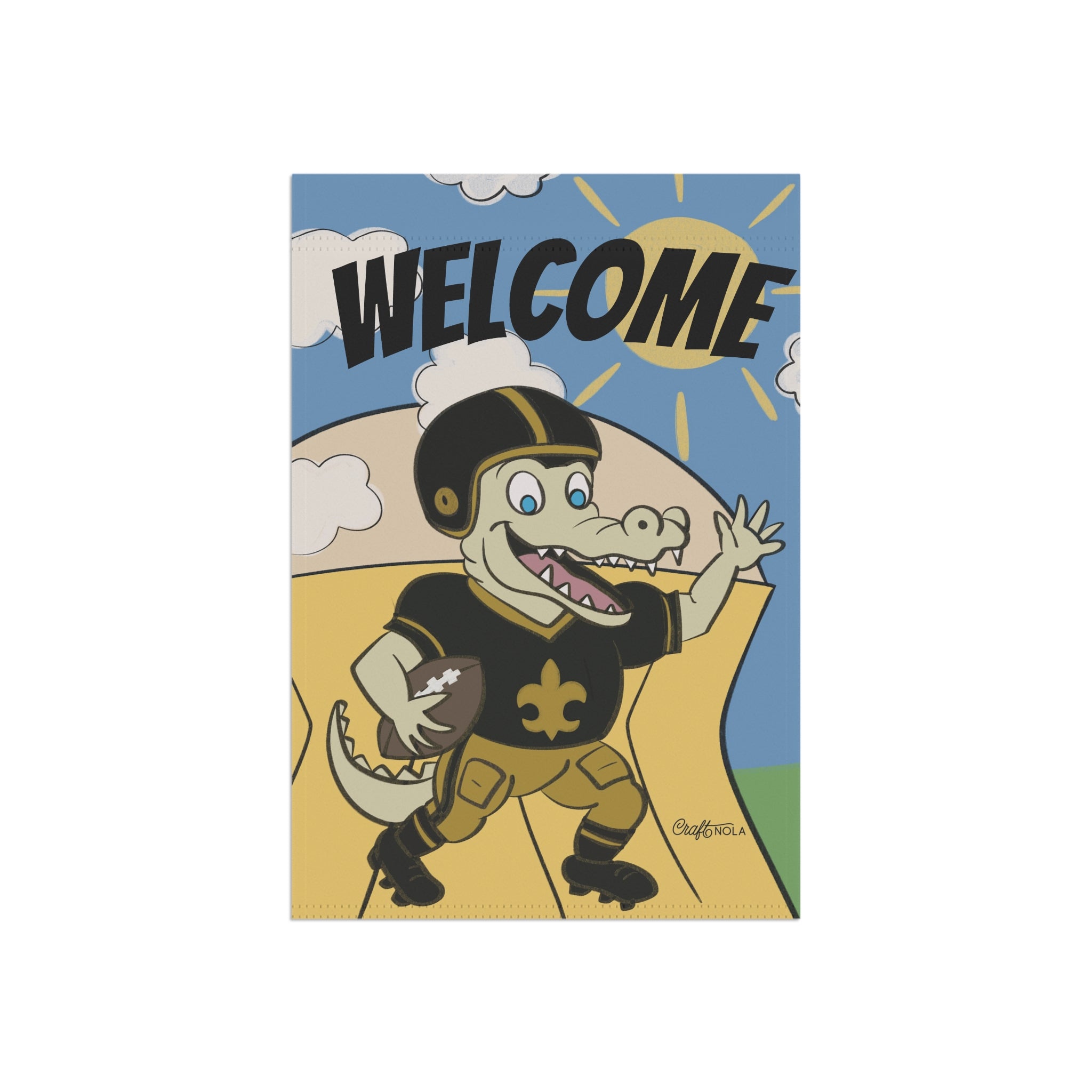 Garden Flag, New Orleans Football Alligator Superdome Welcome Banner, Outdoor Yard Decor, House Flag, Football Fan Gift, Sport Team Garden