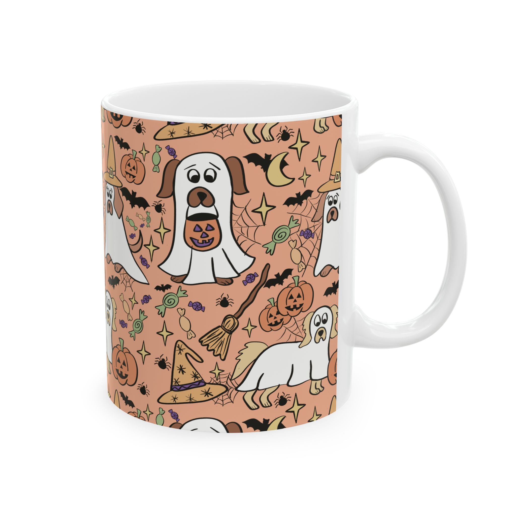 Halloween Dog-Themed Ceramic Mug, Perfect for Spooky Season, Dog Lovers, Halloween Decor, Coffee Cup, Pet Gifts