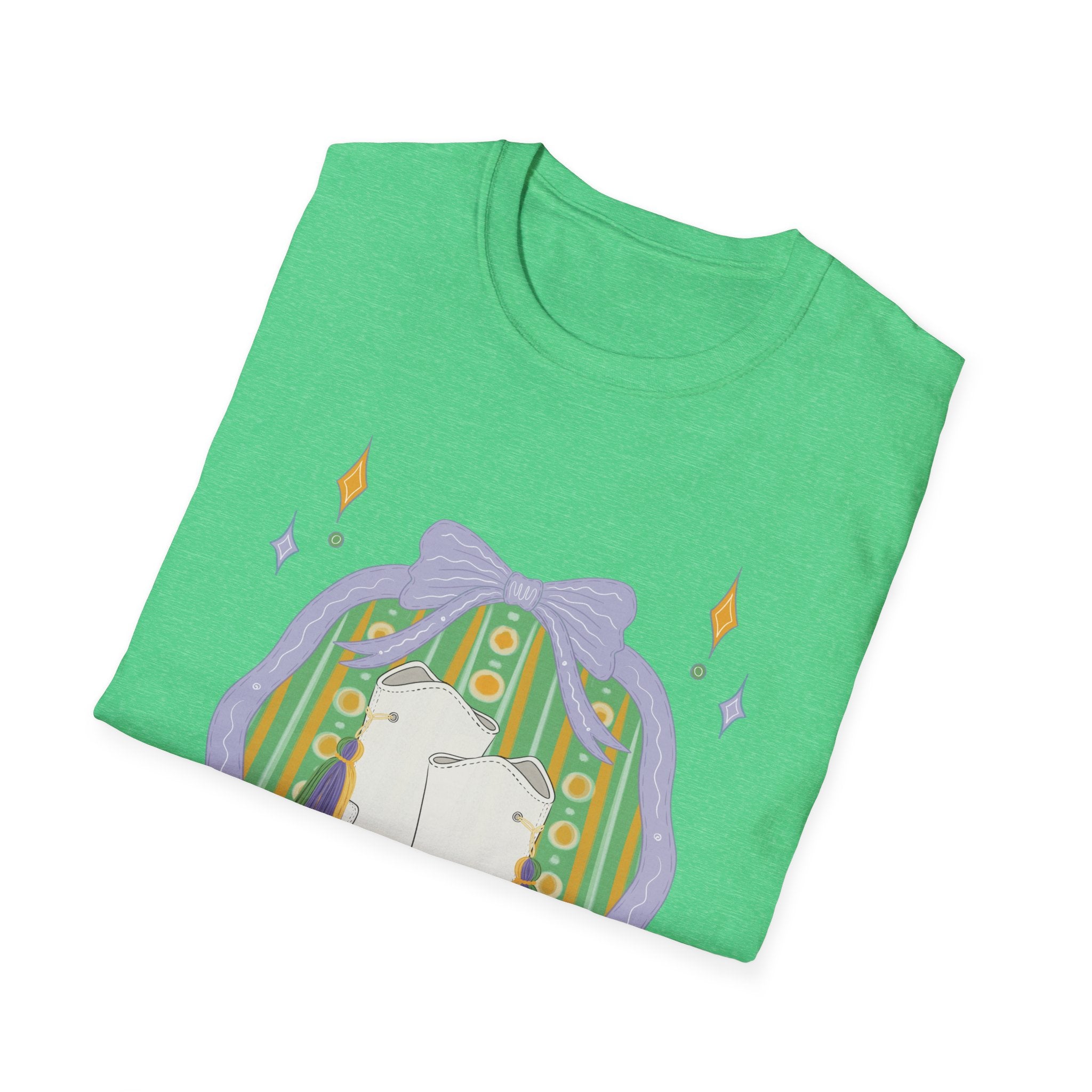 Dancing Boots Illustration T-Shirt | Retro Frame, Pastel Stars