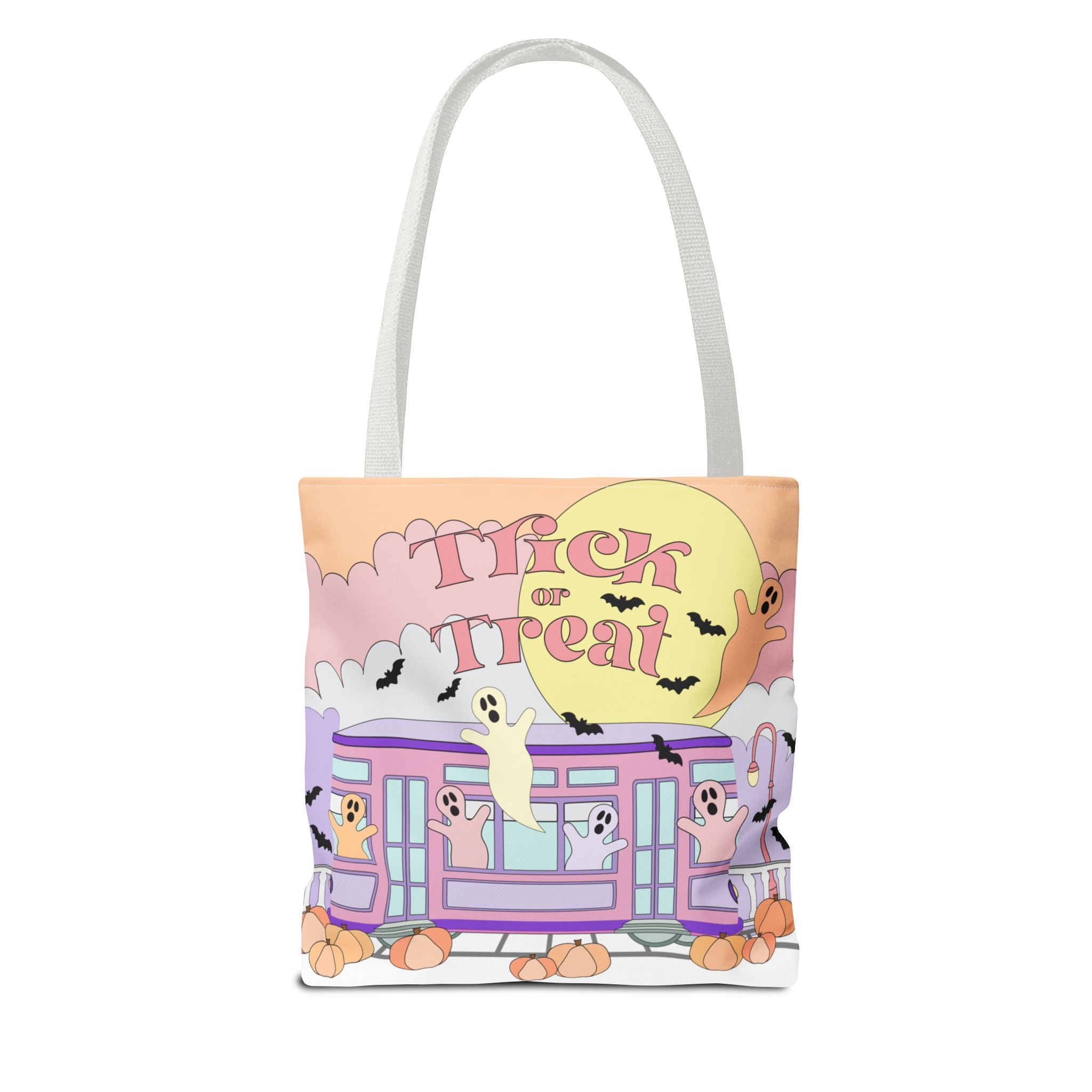 Trick-or-Treat Pastel New Orleans Ghost Tote Bag  Street Car Boo