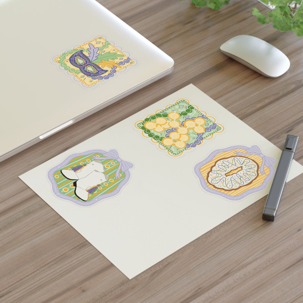 Mardi Gras Sticker Sheet — Cute Pastel carnival Decorative Stickers