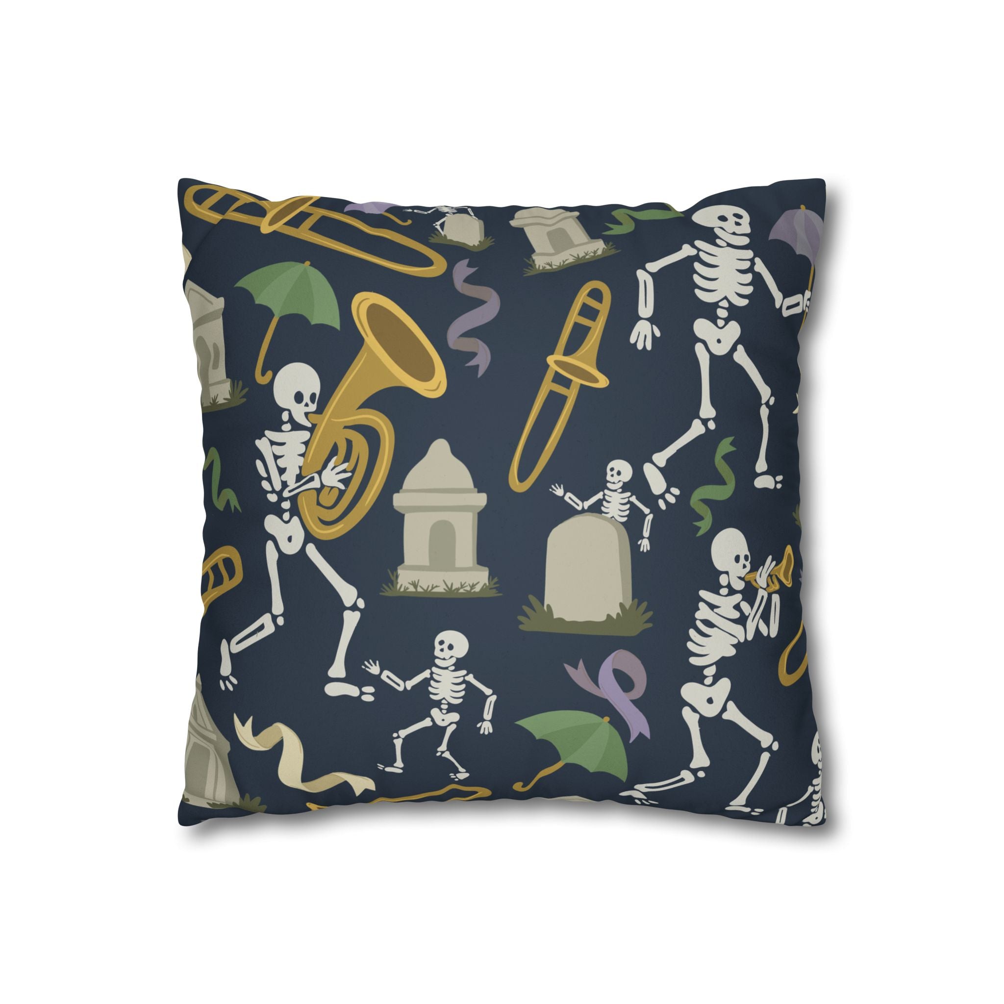 Spooky Skeleton Jazz Pillowcase, Halloween Decor, Decorative Cushion Cover, Fun Home Accessories, Seasonal Throw Pillow