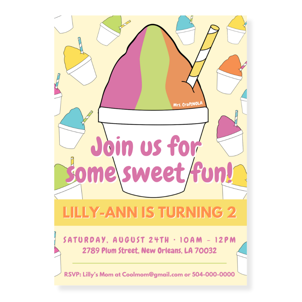 Mutli-Color Snowball Birthday Invitation - Canva Template