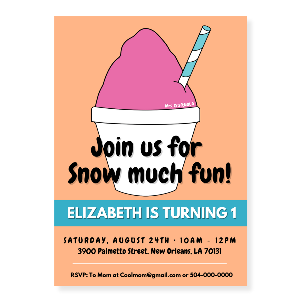Pink and Orange Snowball Birthday Invitation - Canva Template