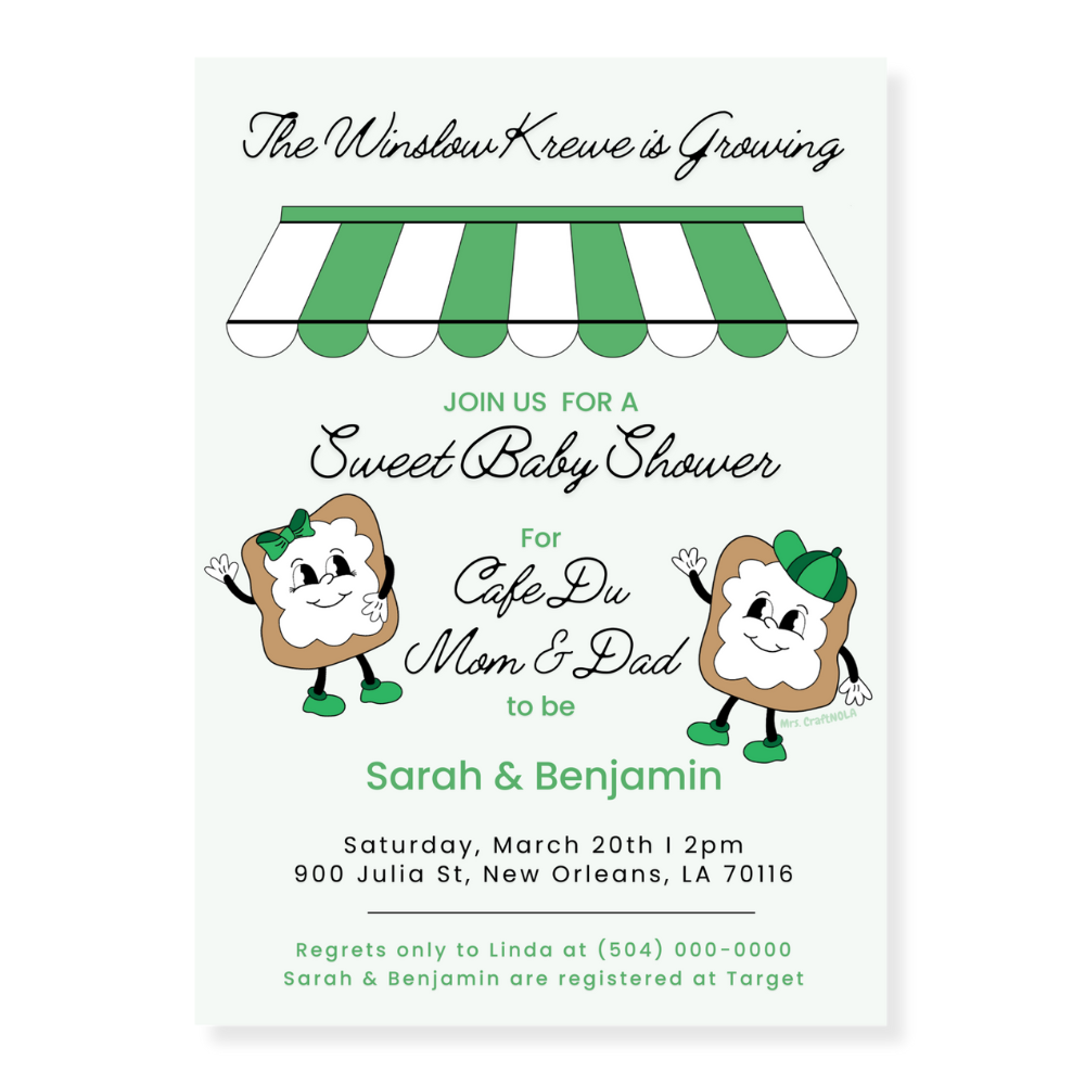 Beignet Baby Shower Invitation - Canva Template