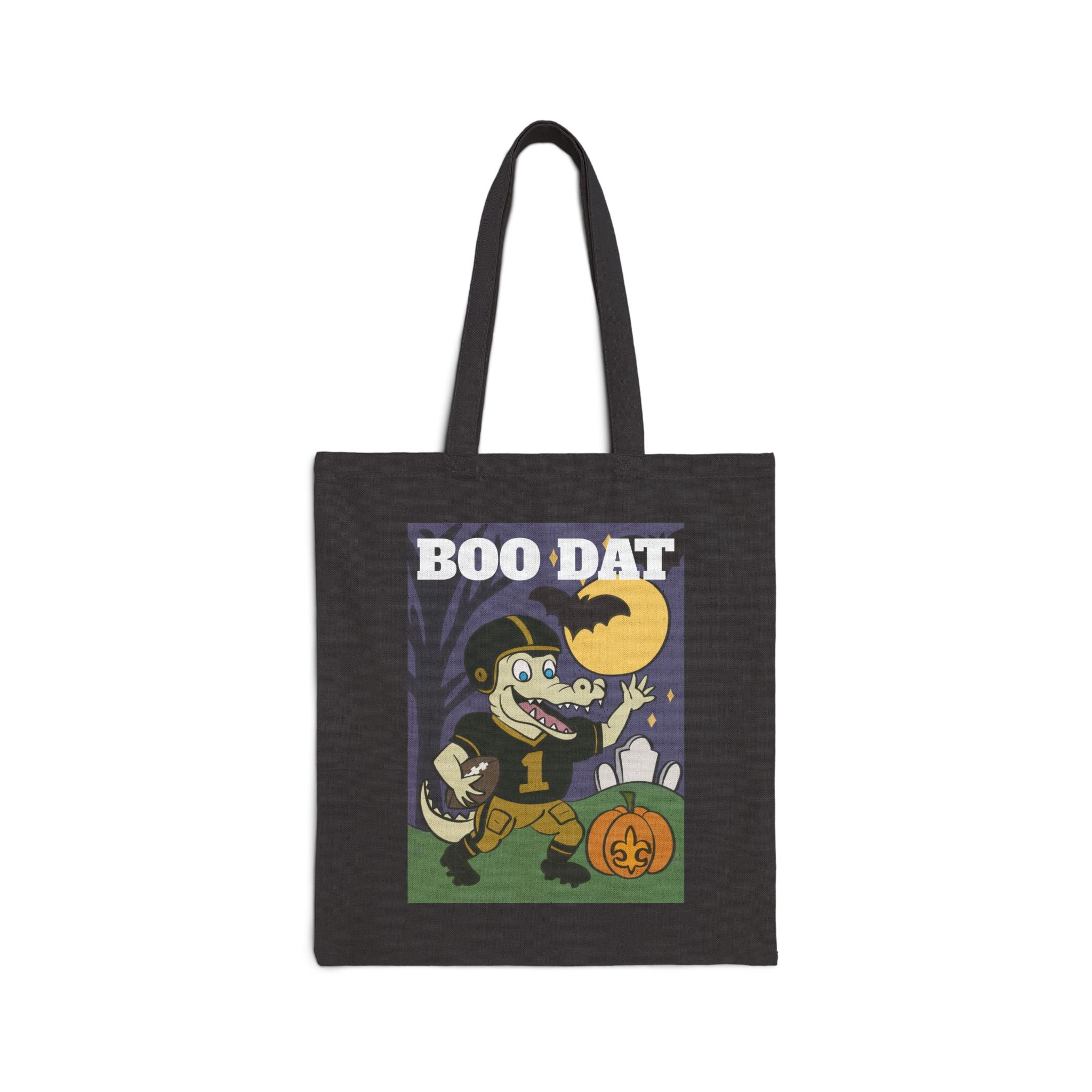 Halloween Tote Bag, Boo Dat Canvas Bag, Trick or Treat Bag, Fall Tote, Eco-Friendly Halloween Gift, Spooky Seasonal Tote