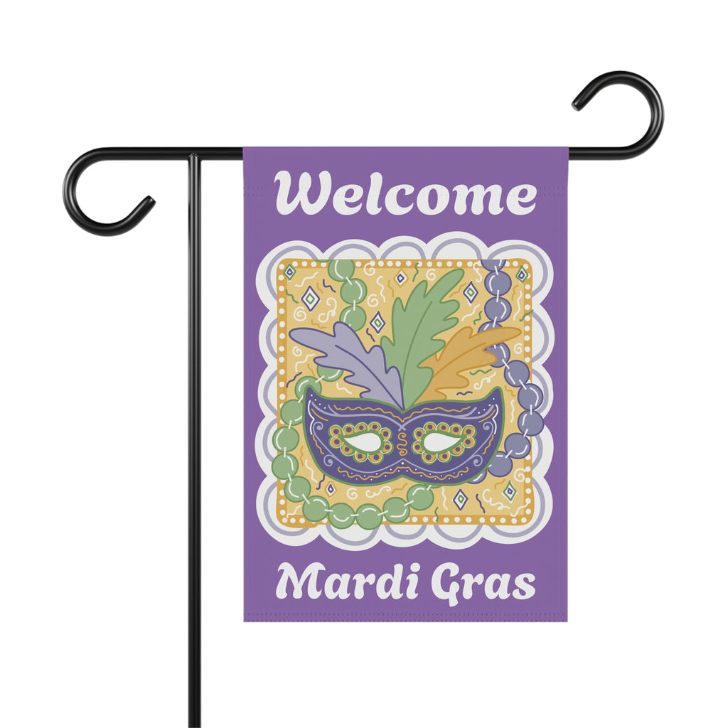 Mardi Gras Mask Welcome Garden Flag