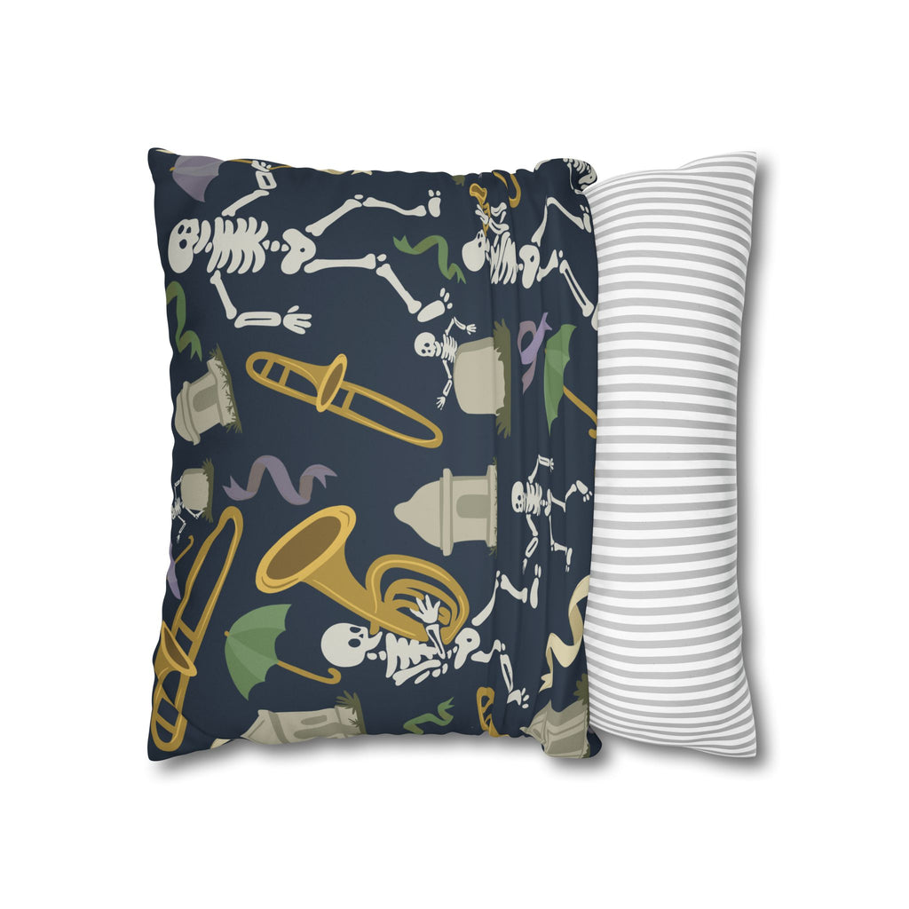 Spooky Skeleton Jazz Pillowcase, Halloween Decor, Decorative Cushion Cover, Fun Home Accessories, Seasonal Throw Pillow