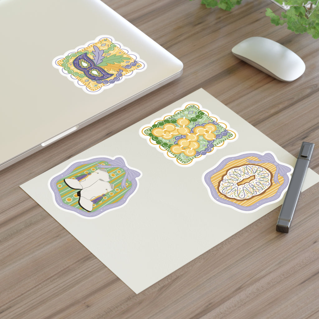 Mardi Gras Sticker Sheet — Cute Pastel carnival Decorative Stickers
