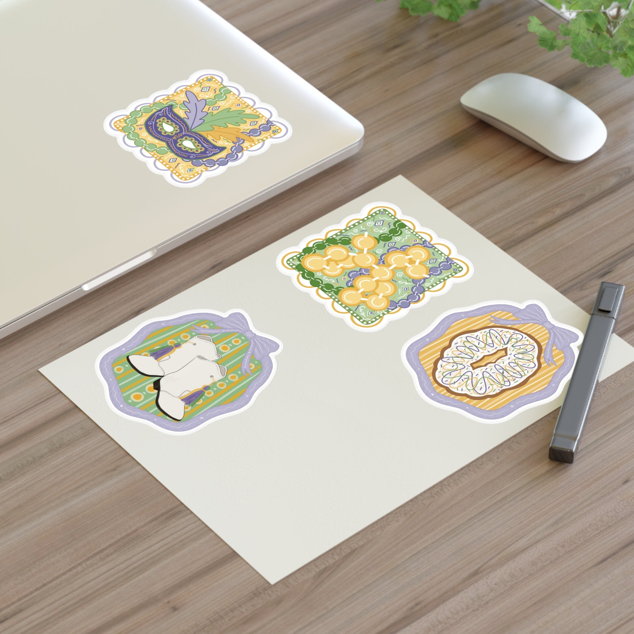 Mardi Gras Sticker Sheet — Cute Pastel carnival Decorative Stickers