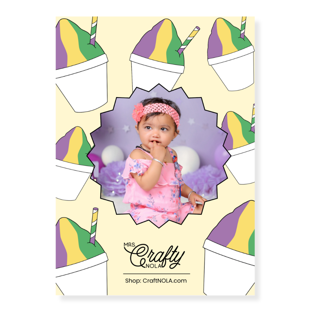 Purple, Green and Yellow Snowball Birthday Invitation - Canva Template