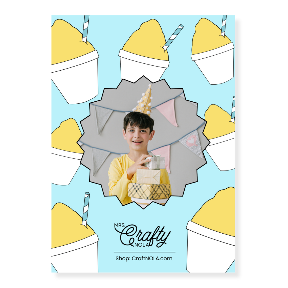 Blue and Yellow Snowball Birthday Invitation - Canva Template