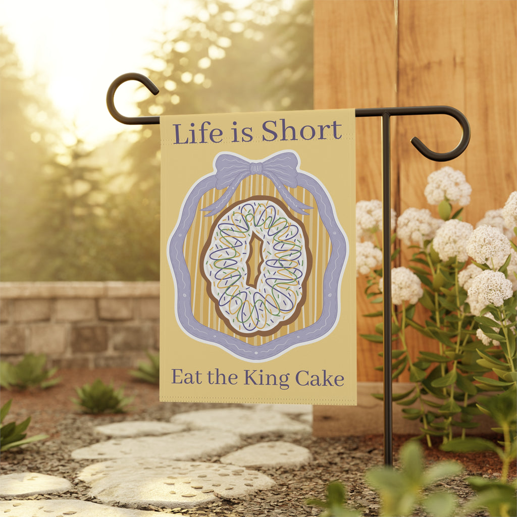 "Life is Short eat the king cake" Mardi Gras Decorative House Banner