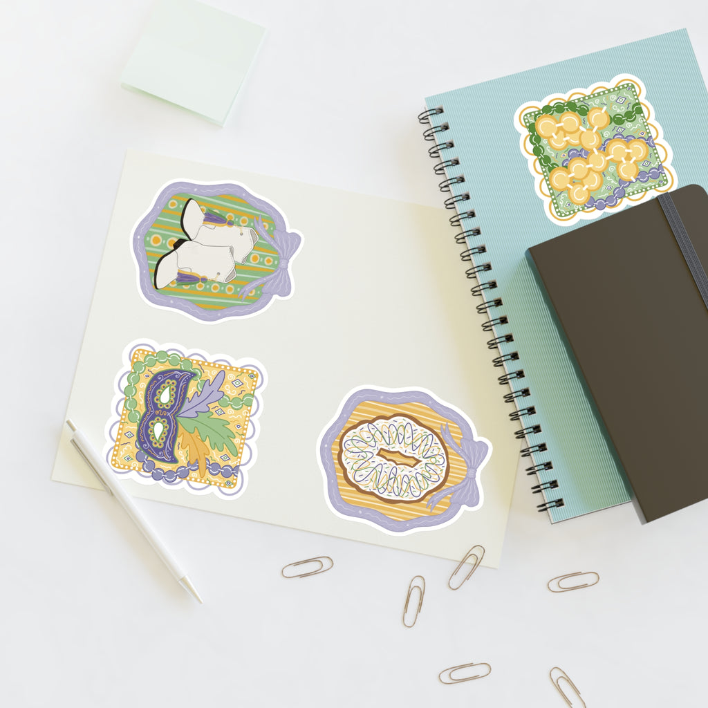 Mardi Gras Sticker Sheet — Cute Pastel carnival Decorative Stickers