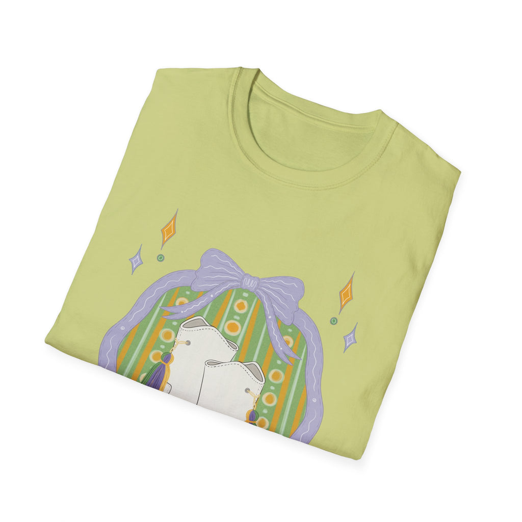 Dancing Boots Illustration T-Shirt | Retro Frame, Pastel Stars