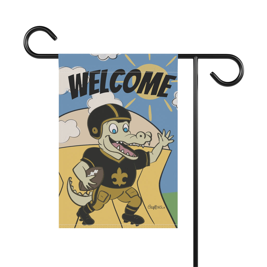 Garden Flag, New Orleans Football Alligator Superdome Welcome Banner, Outdoor Yard Decor, House Flag, Football Fan Gift, Sport Team Garden