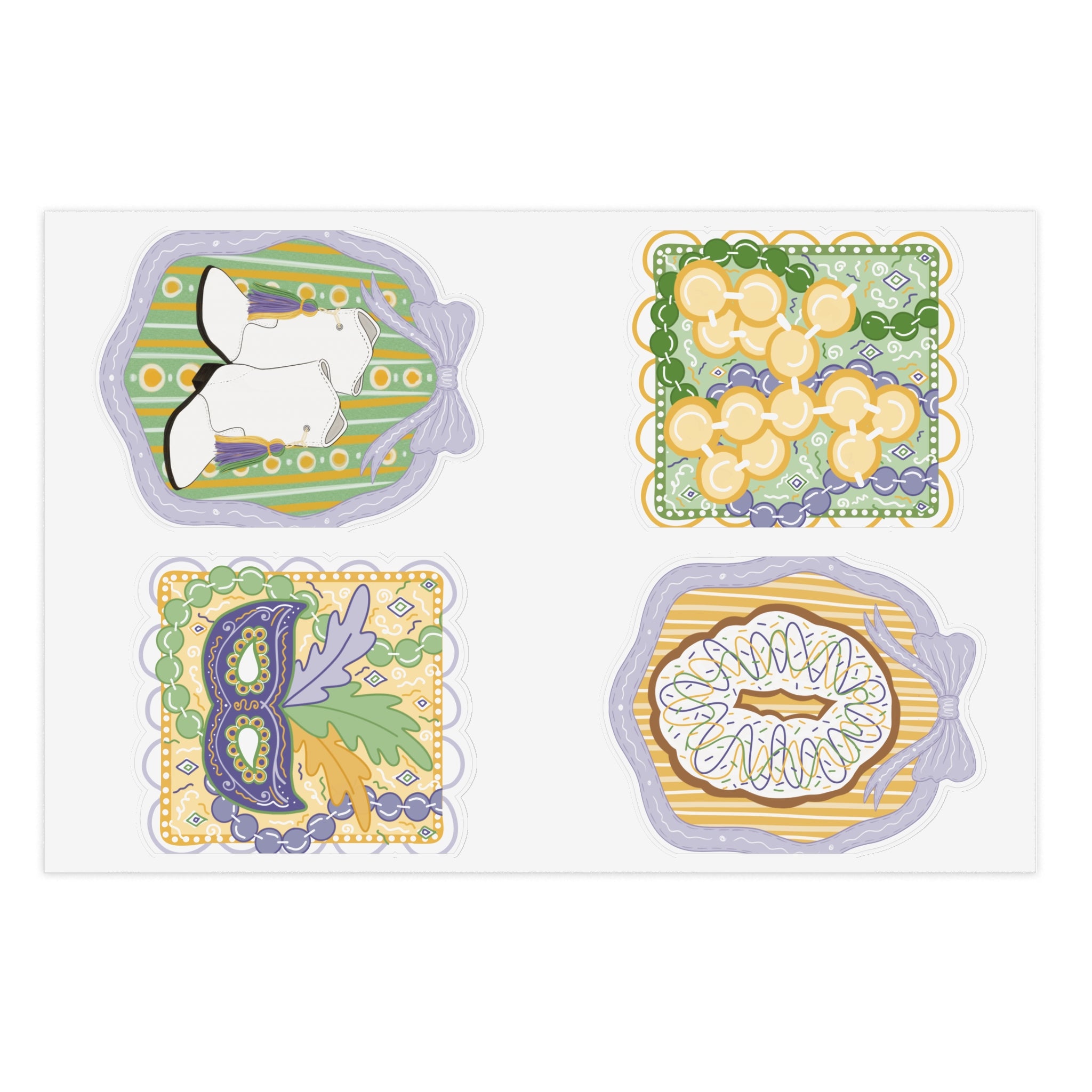 Mardi Gras Sticker Sheet — Cute Pastel carnival Decorative Stickers