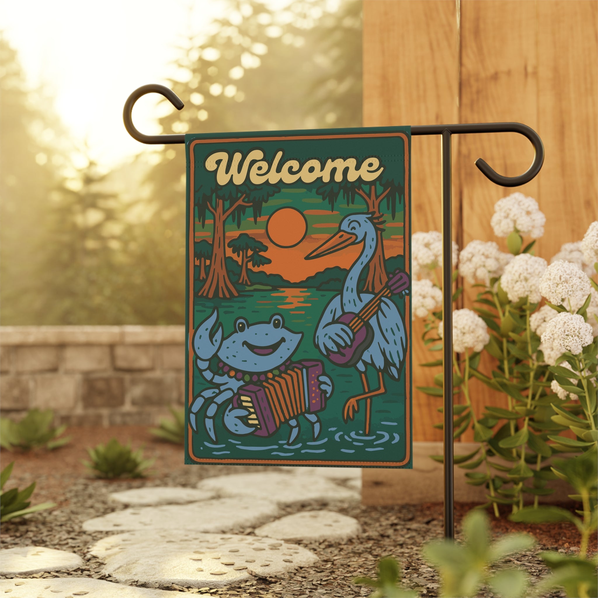 Clawdia the Blue Crab Garden Flag – Bayou Krewe Outdoor Banner