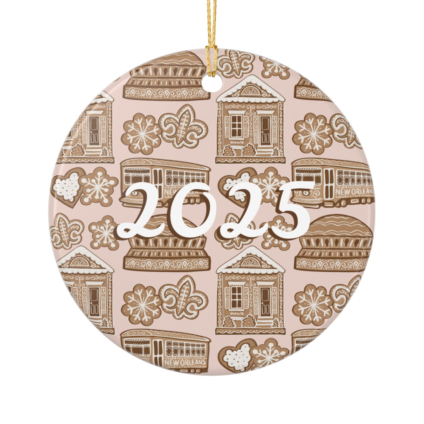 2025 New Orleans Christmas Ceramic Ornaments (2-Side Print)