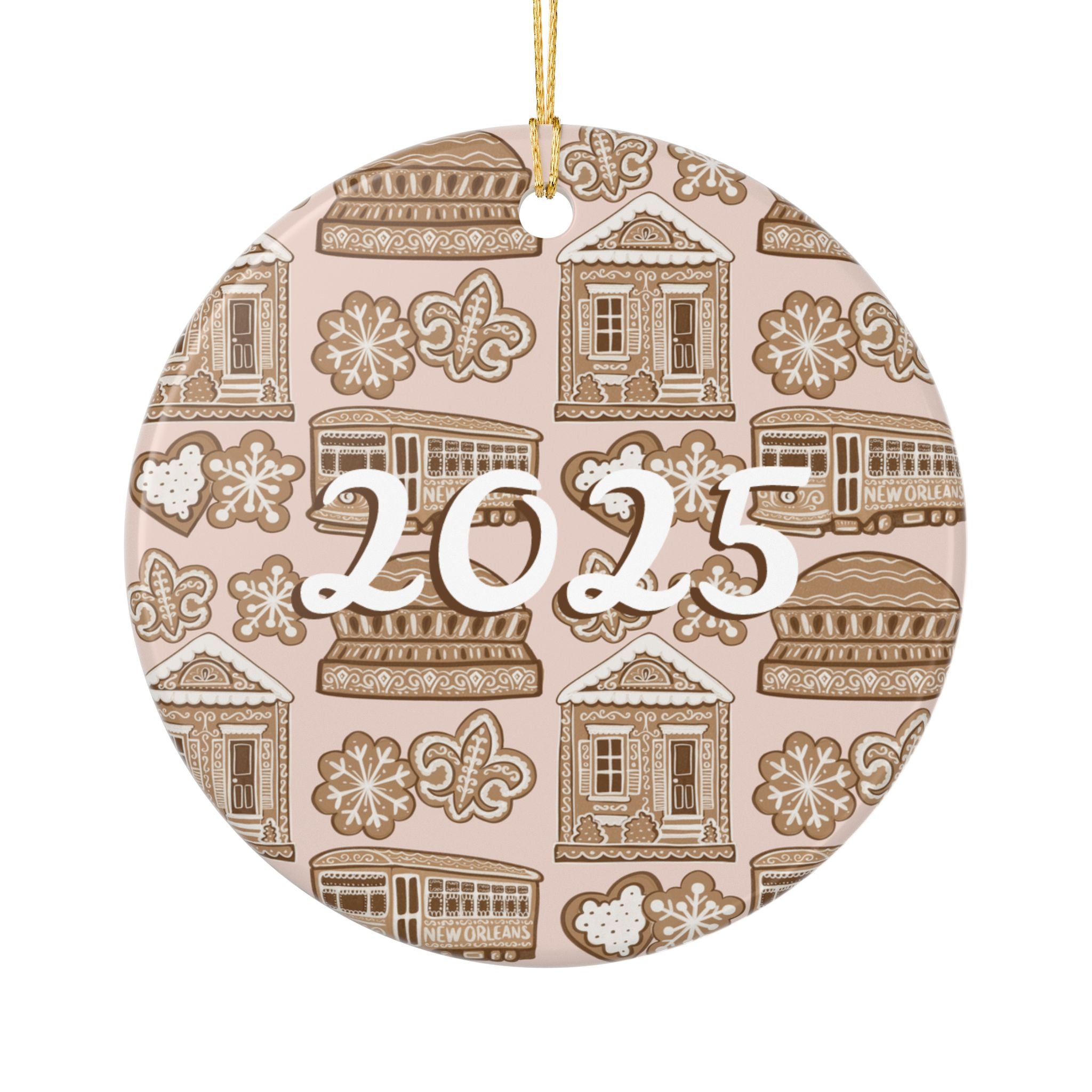 2025 New Orleans Christmas Ceramic Ornaments (2-Side Print)