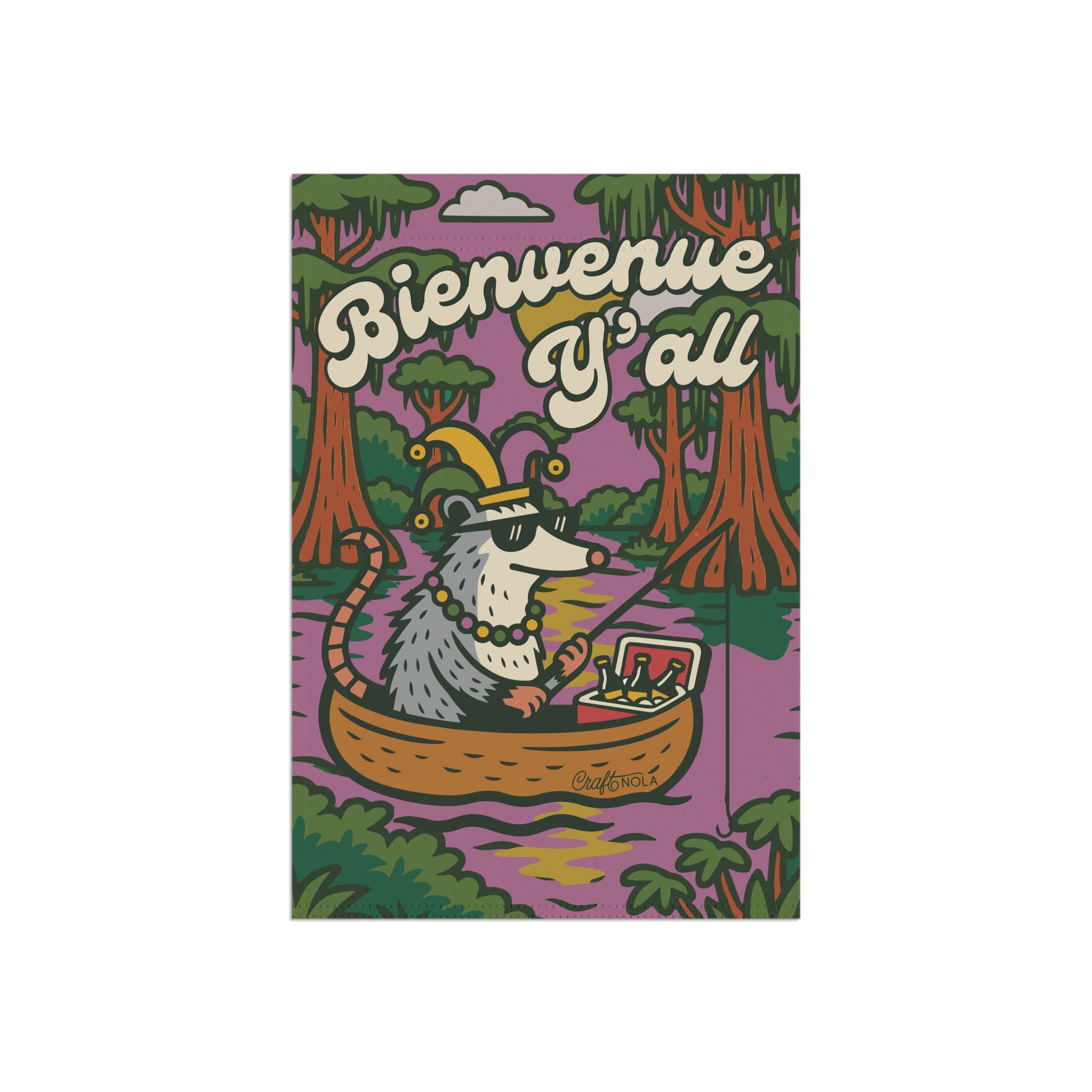Cajun Possum Garden Banner, Festive Outdoor Decor, Bienvenue, Summer Home Decoration, possum Design, Bayou Krewe Collection