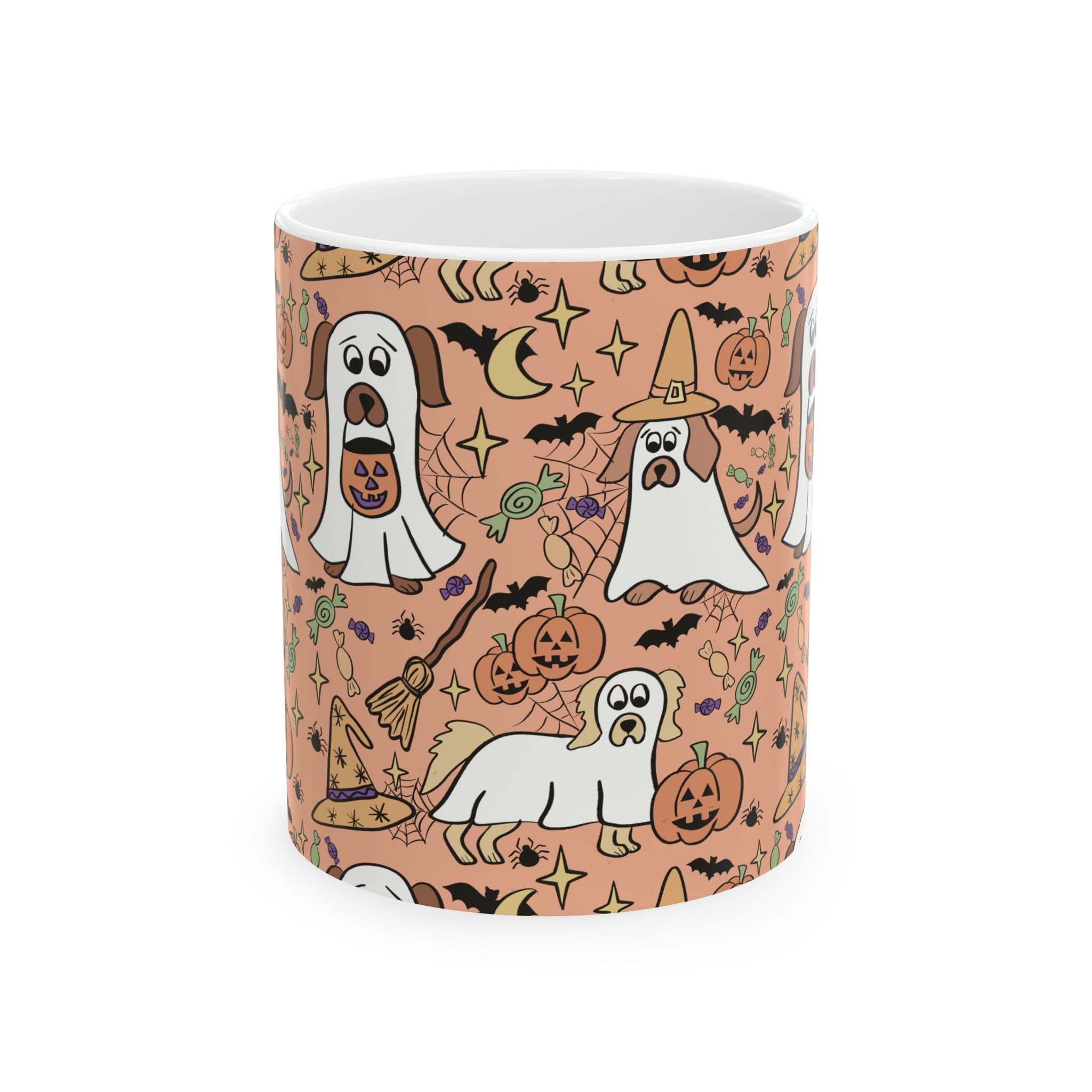 Halloween Dog-Themed Ceramic Mug, Perfect for Spooky Season, Dog Lovers, Halloween Decor, Coffee Cup, Pet Gifts