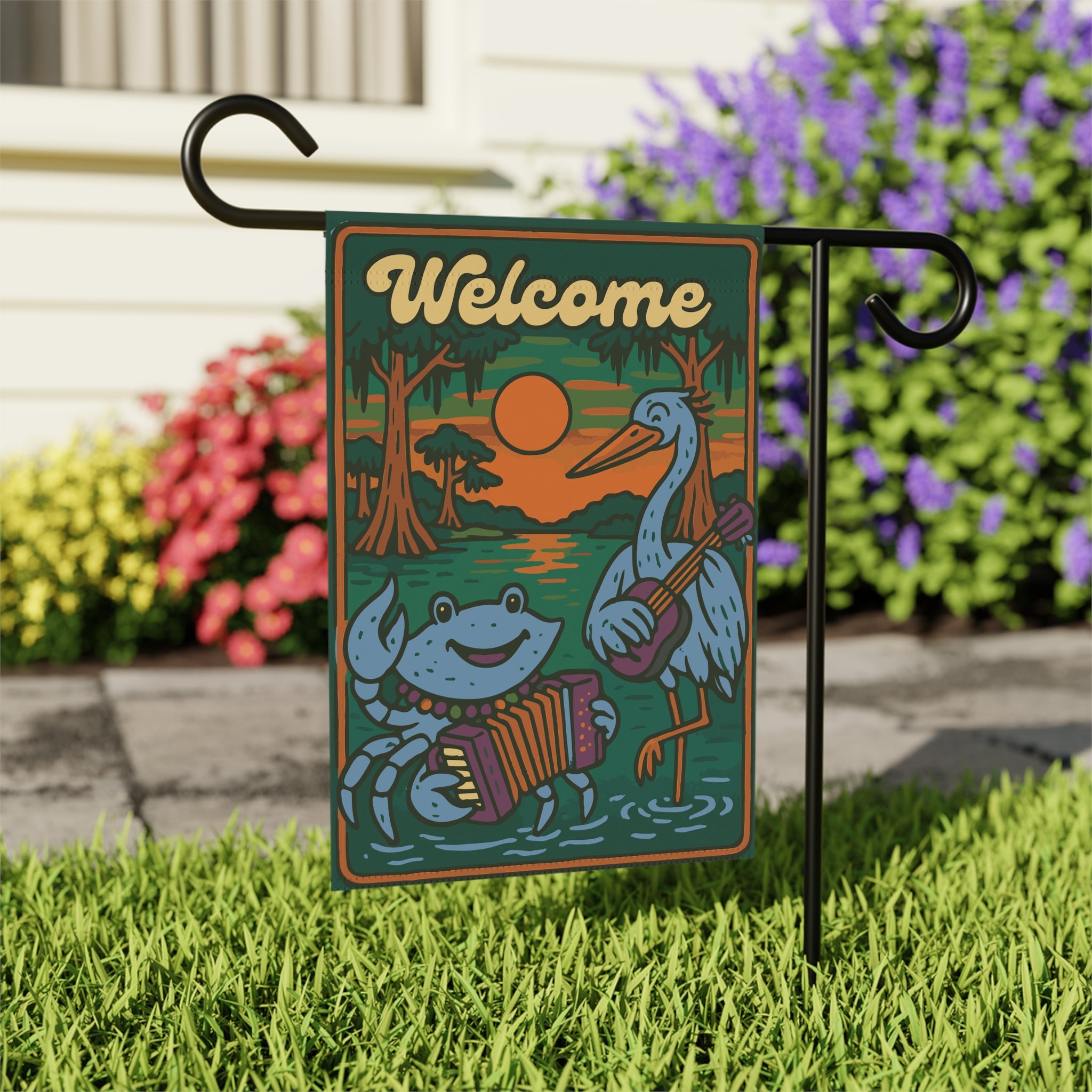 Clawdia the Blue Crab Garden Flag – Bayou Krewe Outdoor Banner