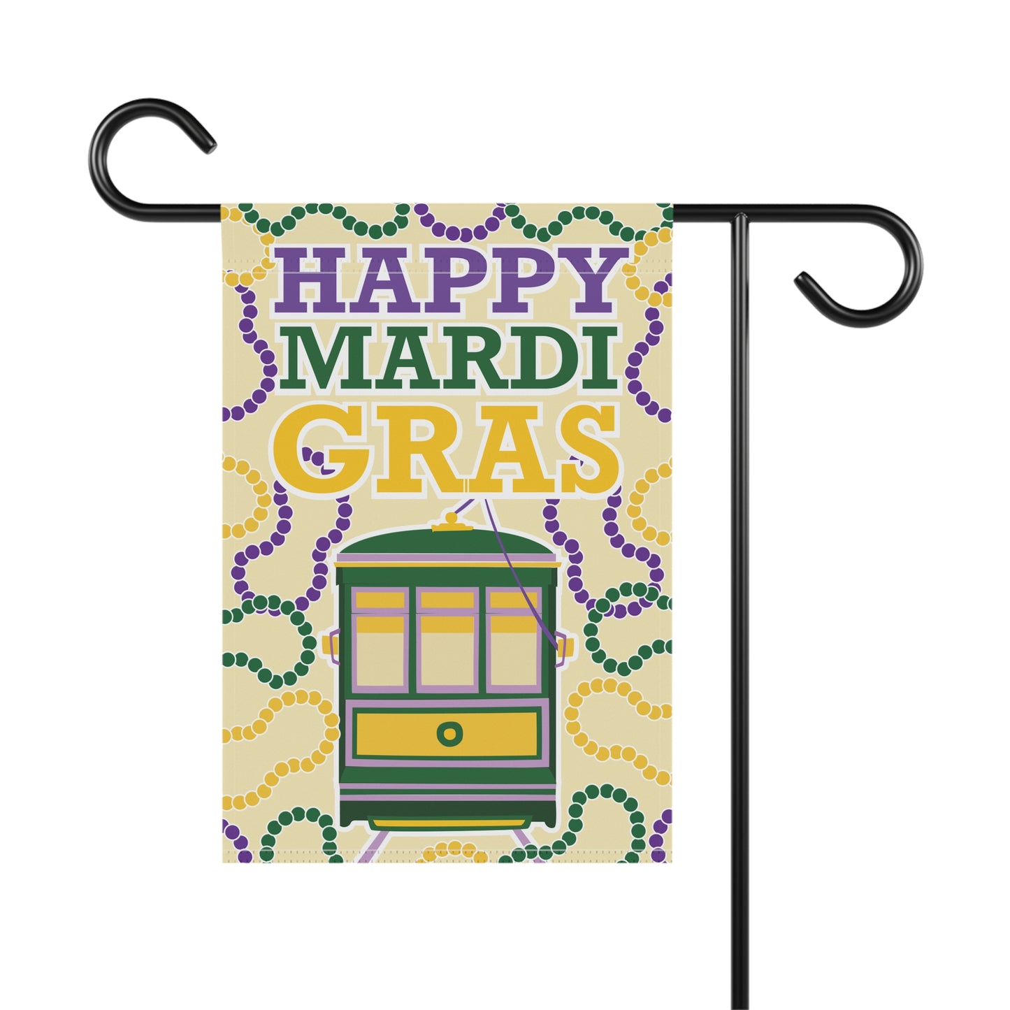 Happy Mardi Gras Garden & House Banner Street Car