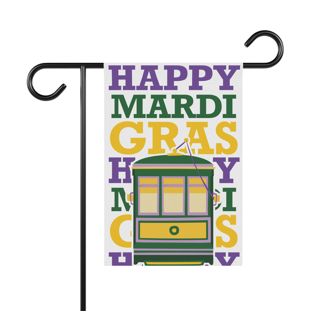 Happy Mardi Gras Street Car Garden & House Banner