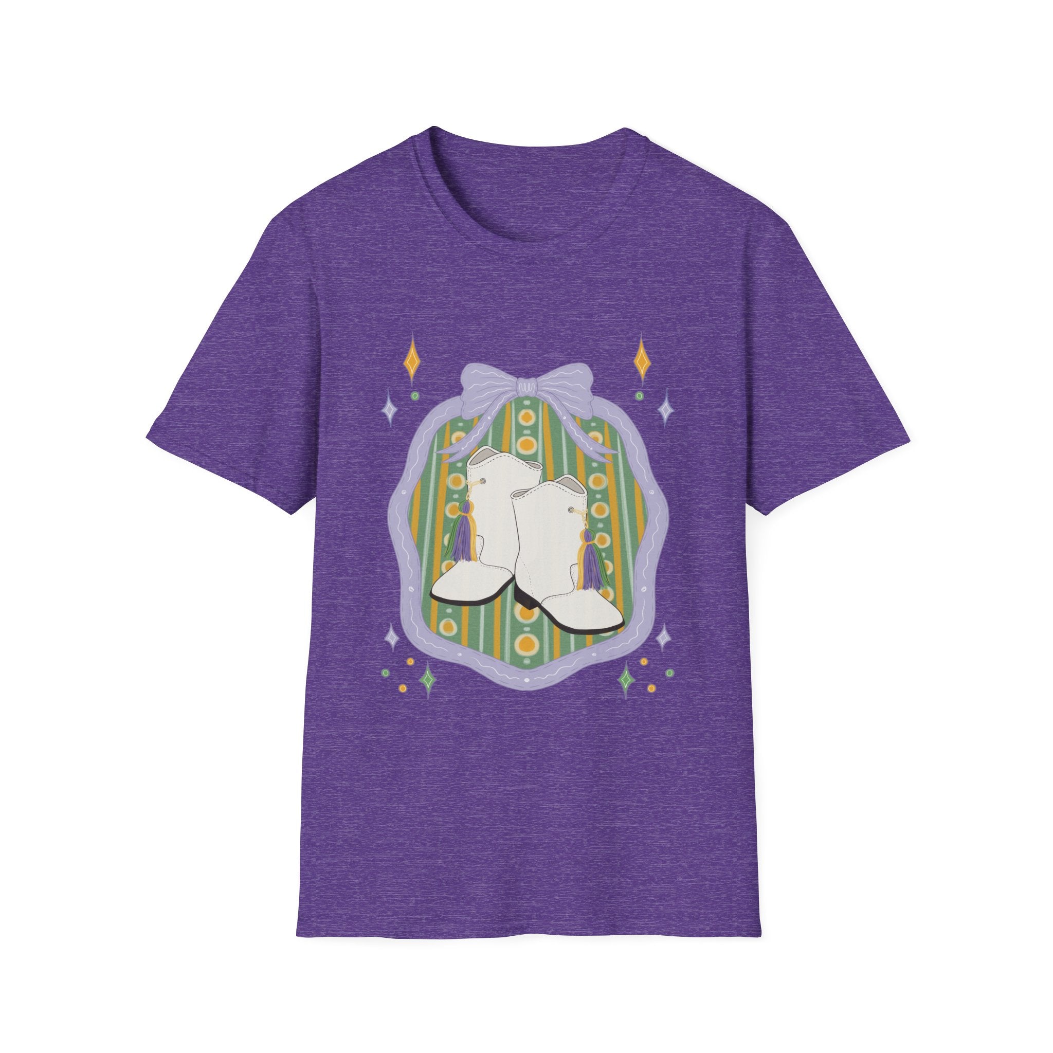 Dancing Boots Illustration T-Shirt | Retro Frame, Pastel Stars