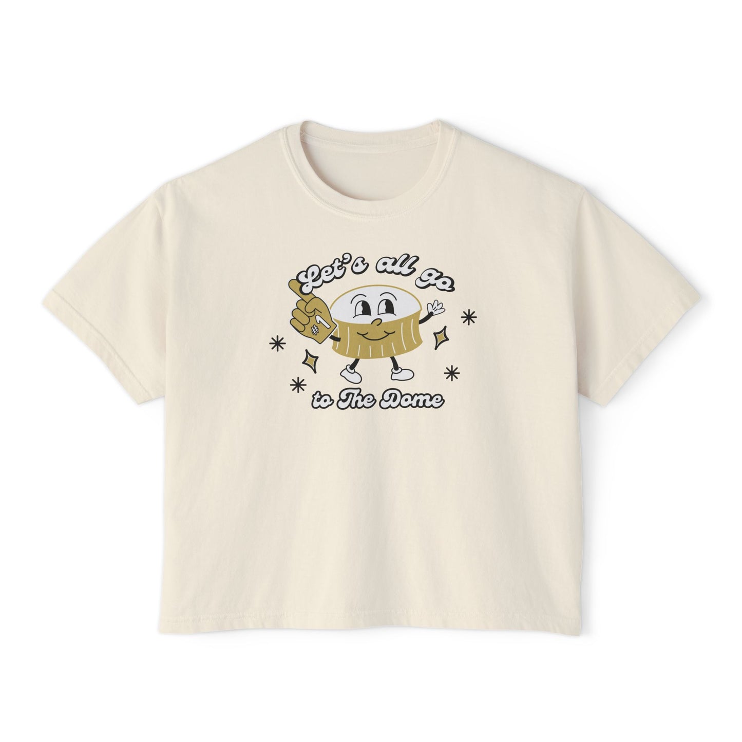 Retro New Orleans Superdome Short Woman's Boxy Tee for Saints Football Fans Let's all go to the Dome Graphic T-shirt