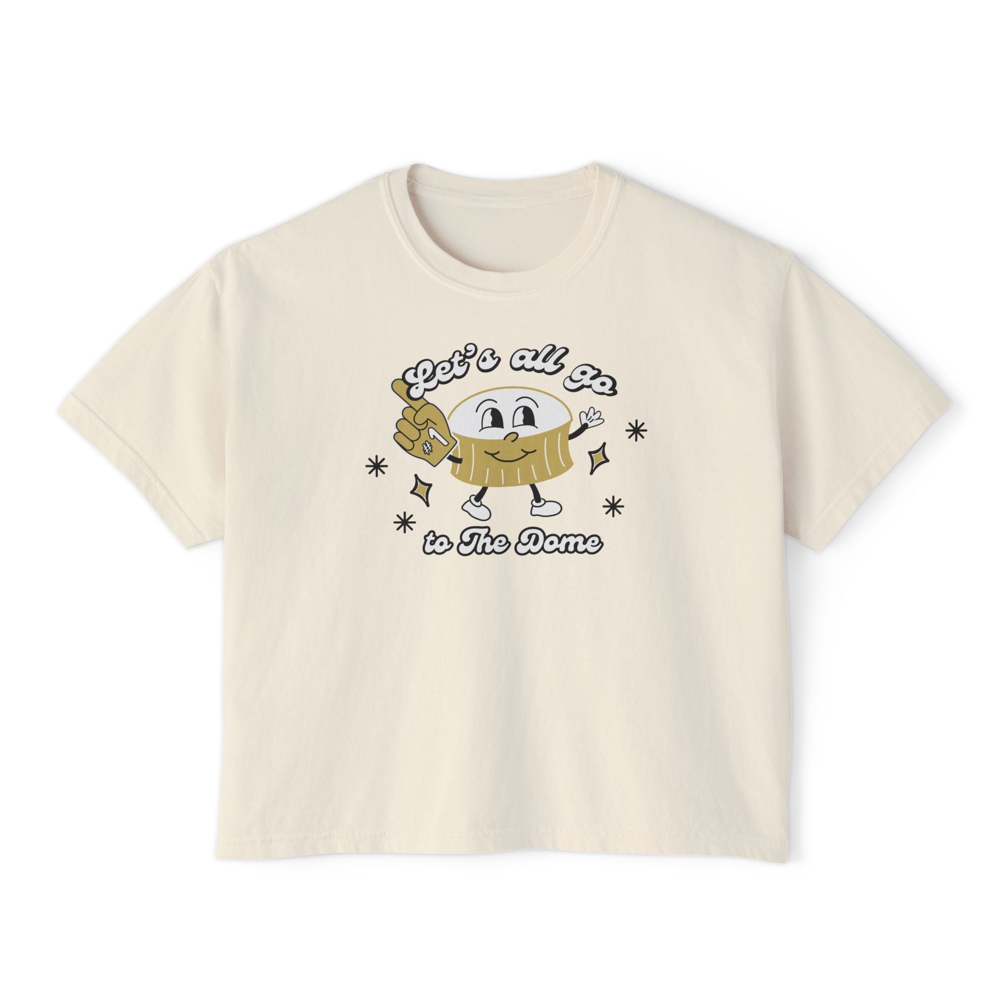 Retro New Orleans Superdome Short Woman's Boxy Tee for Saints Football Fans Let's all go to the Dome Graphic T-shirt