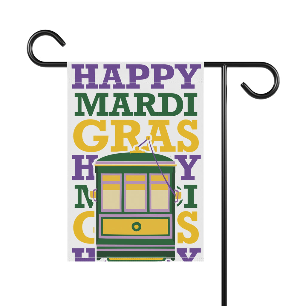 Happy Mardi Gras Street Car Garden & House Banner