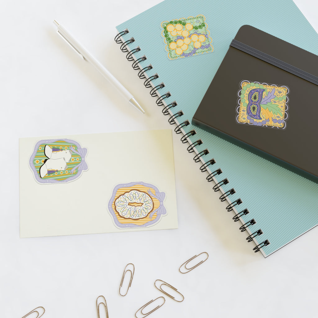 Mardi Gras Sticker Sheet — Cute Pastel carnival Decorative Stickers