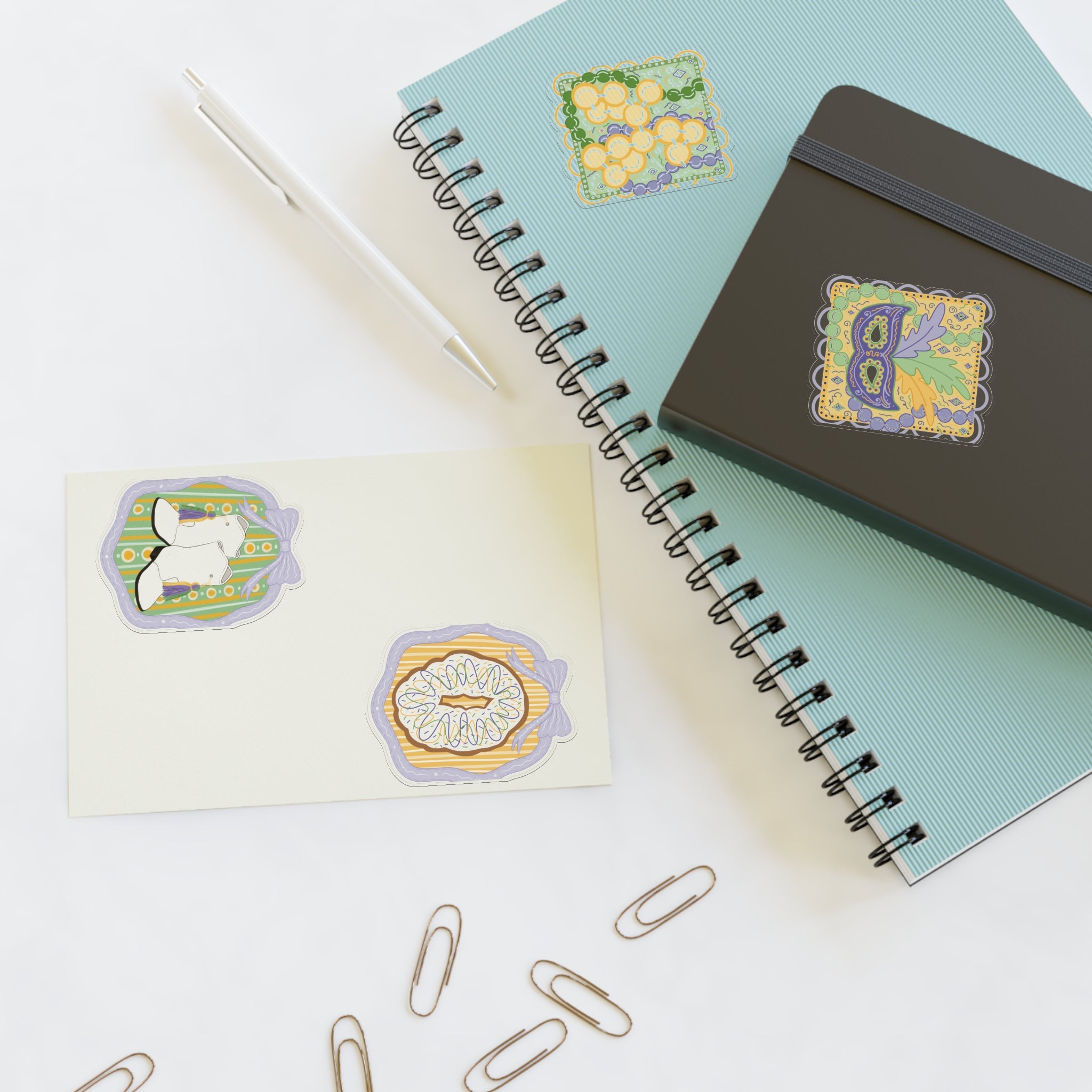Mardi Gras Sticker Sheet — Cute Pastel carnival Decorative Stickers