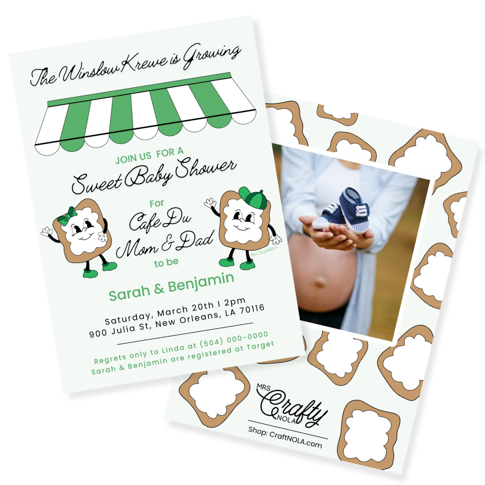 Beignet Baby Shower Invitation - Canva Template