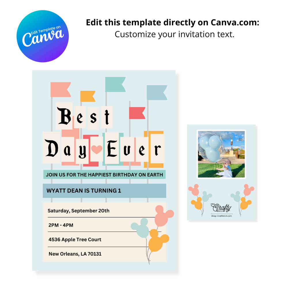 Best Day Ever Birthday Invitation - Canva Template