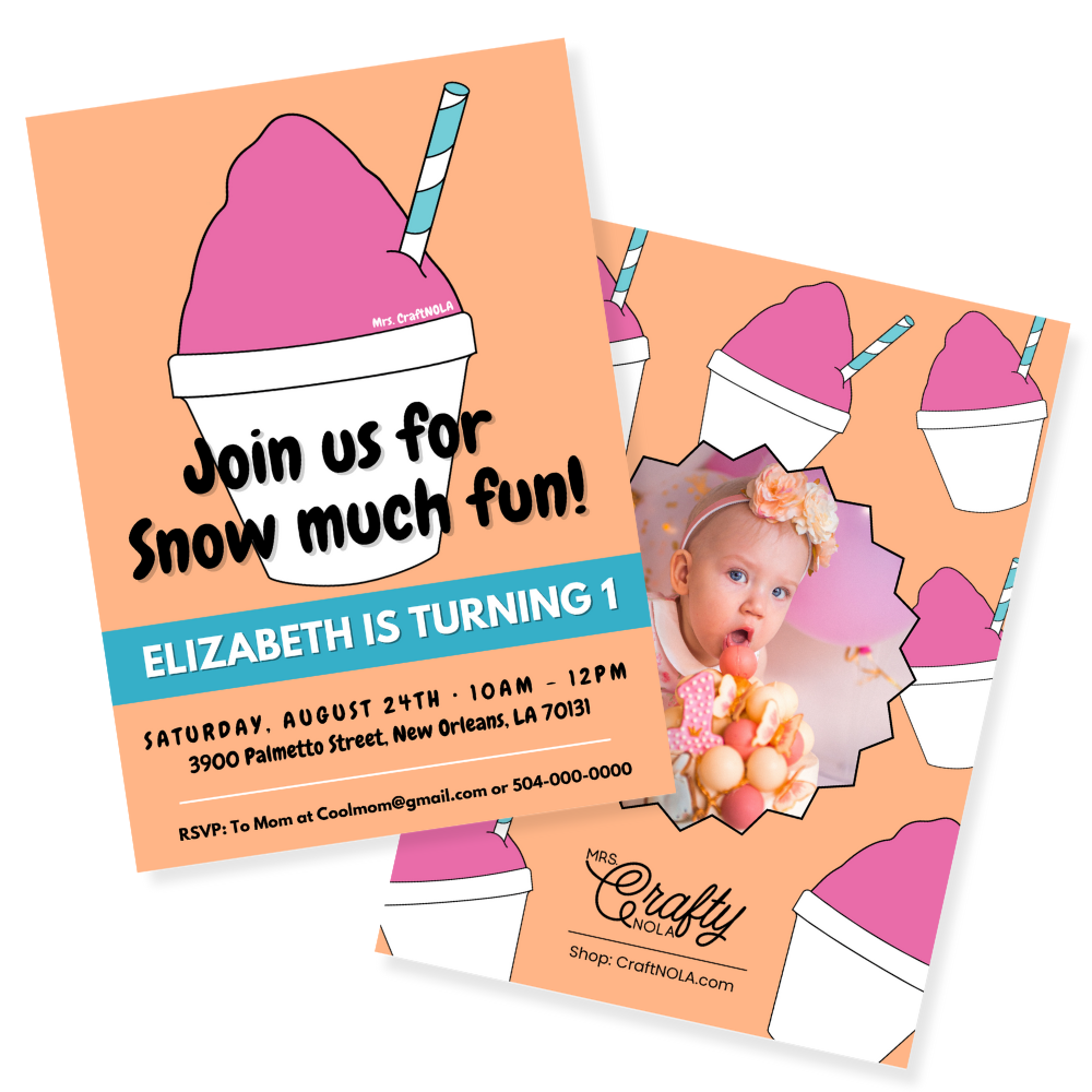 Pink and Orange Snowball Birthday Invitation - Canva Template