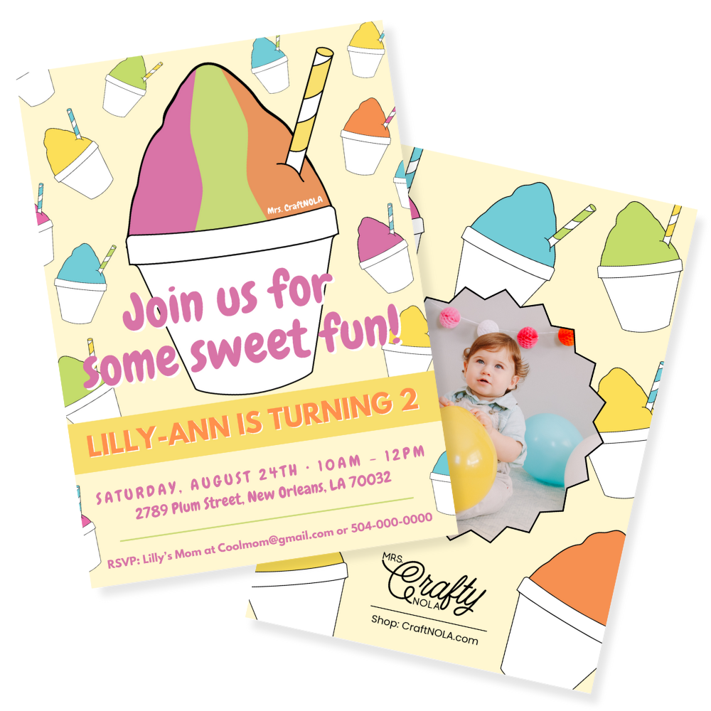 Mutli-Color Snowball Birthday Invitation - Canva Template