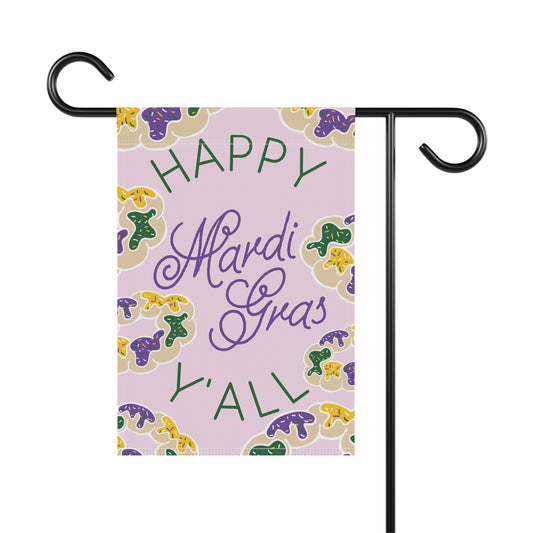 Happy Mardi Gras Garden Flag - Purple