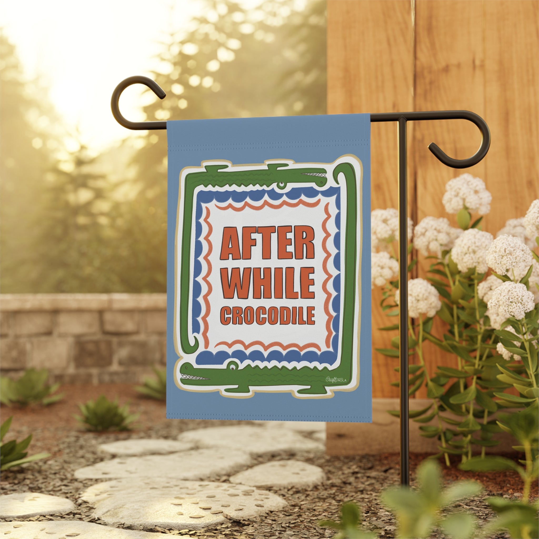 After While Crocodile Garden Flag Funny Outdoor House Banner