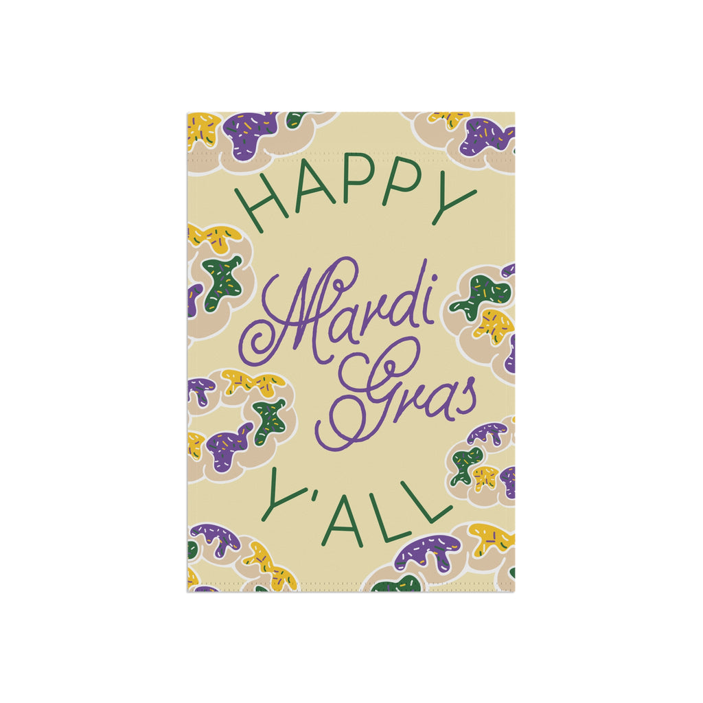 Happy Mardi Gras Y'all - Garden Flag - Yellow