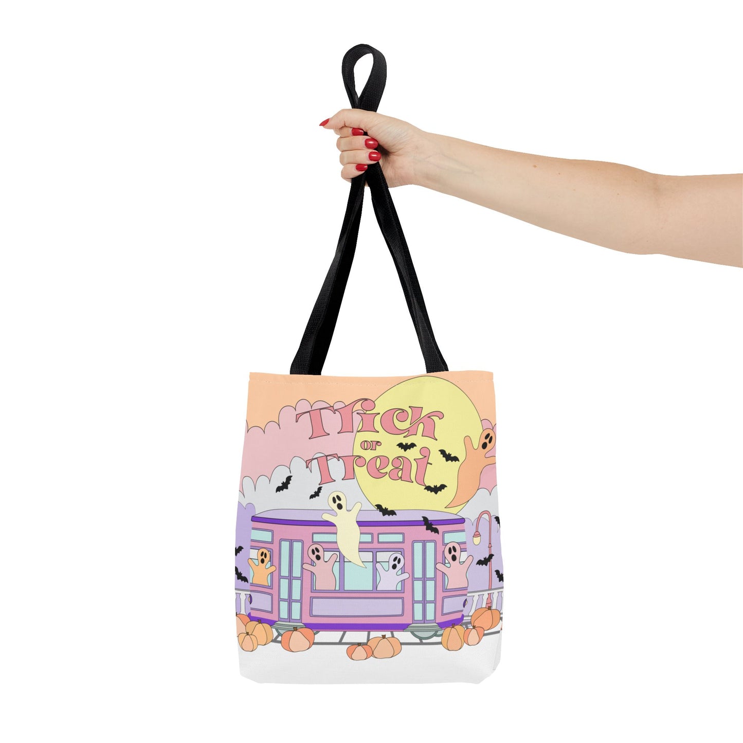 Trick-or-Treat Pastel New Orleans Ghost Tote Bag  Street Car Boo