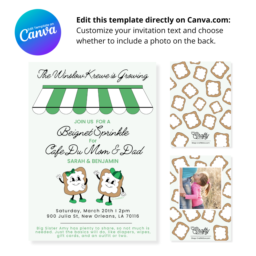 Beignet Sprinkle Invitation - Canva Template